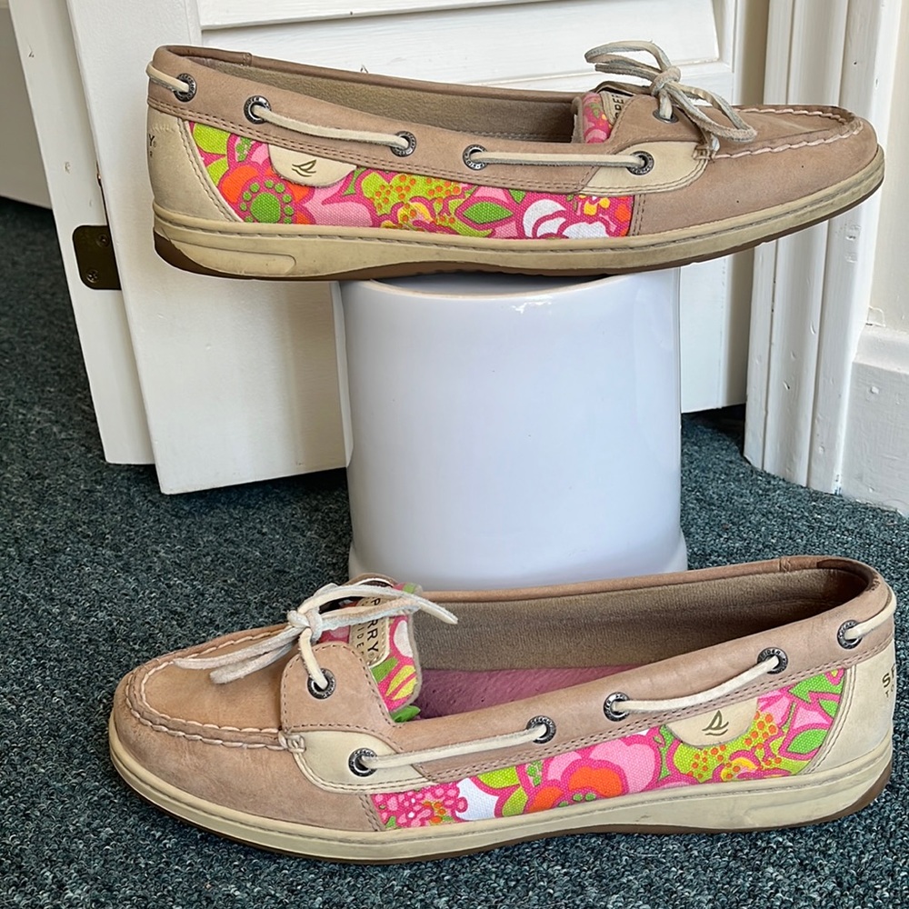 Sperry floral boat shoes, size 12